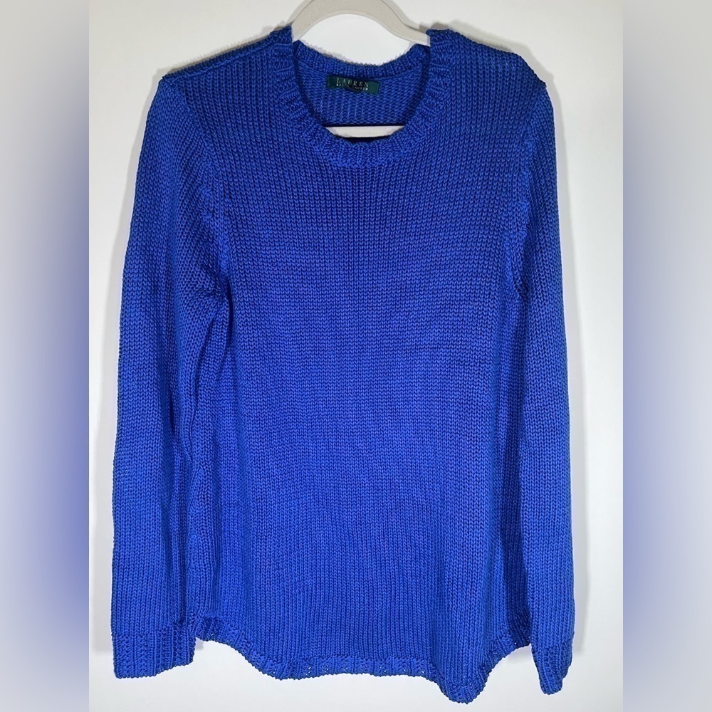 NWOT Vintage 90s Lauren Ralph Lauren purple open knit sweater crewneck sz XL